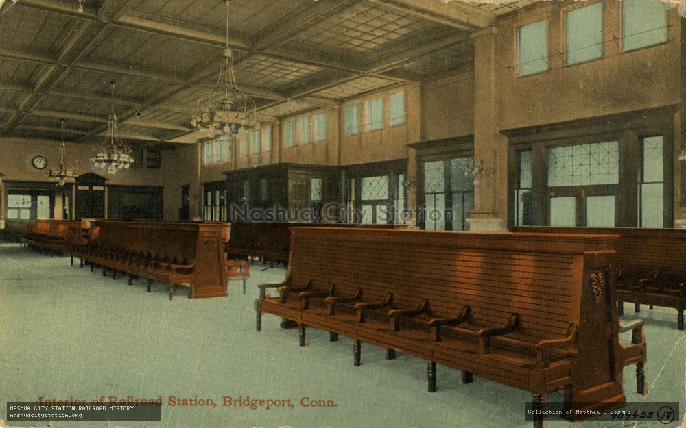 Postcard: Interior of Railroad Station, Bridgeport, Connecticut